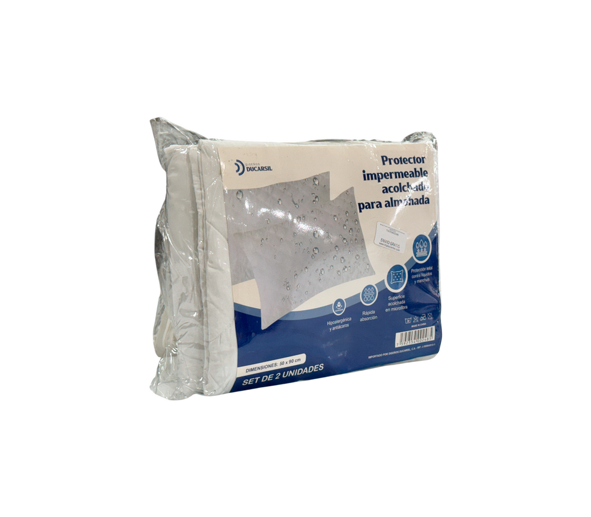 Set de 2 Fundas Impermeables Acolchadas para Almohadas 50x90 Ducarsil