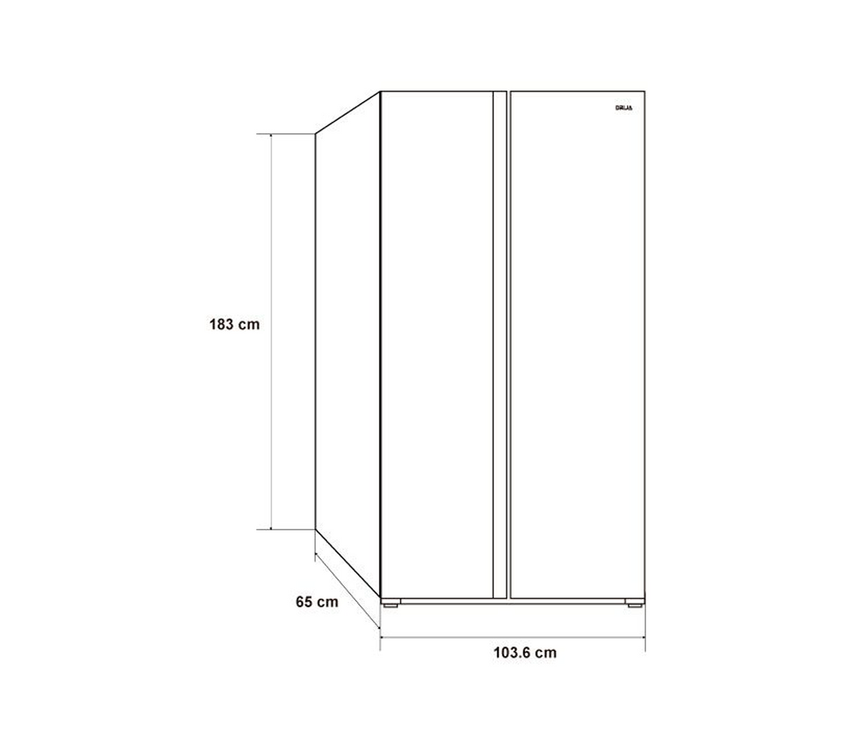 Nevera side by side black 643lt (23pies) puerta de vidrio negro Drija