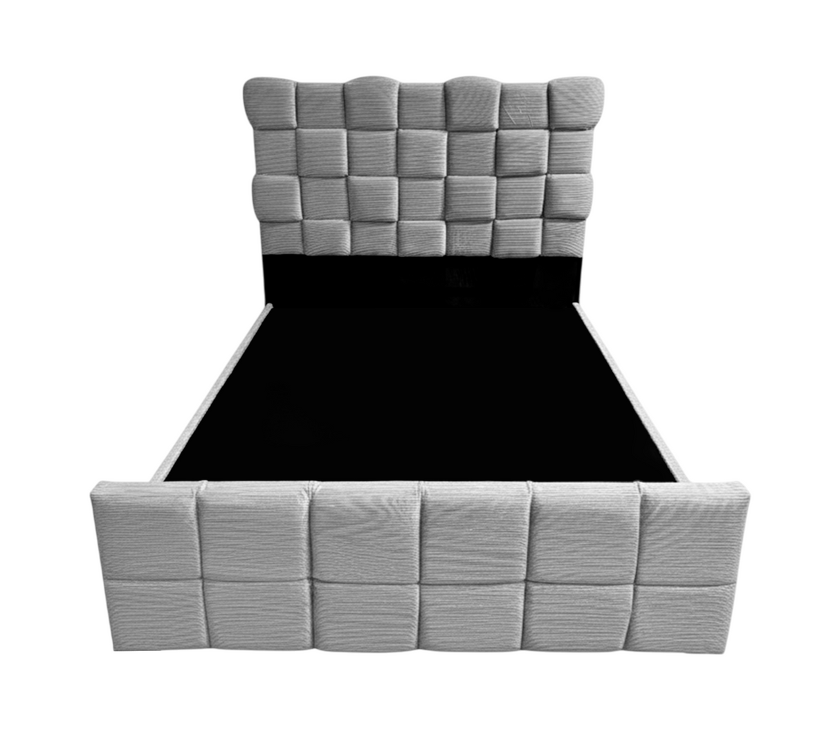 Box spring matrimonial c/copete (140cm x 190cm) dis 3d cuadros tela gris Fabricadora Man