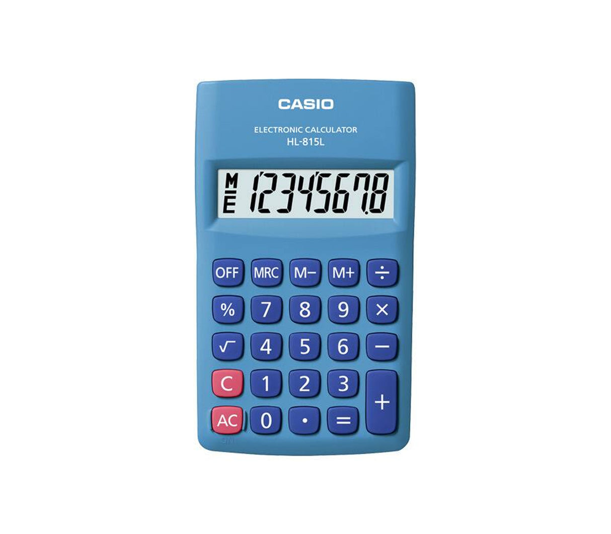 Calculadora de bolsillo 8 dígitos pantalla azul Casio