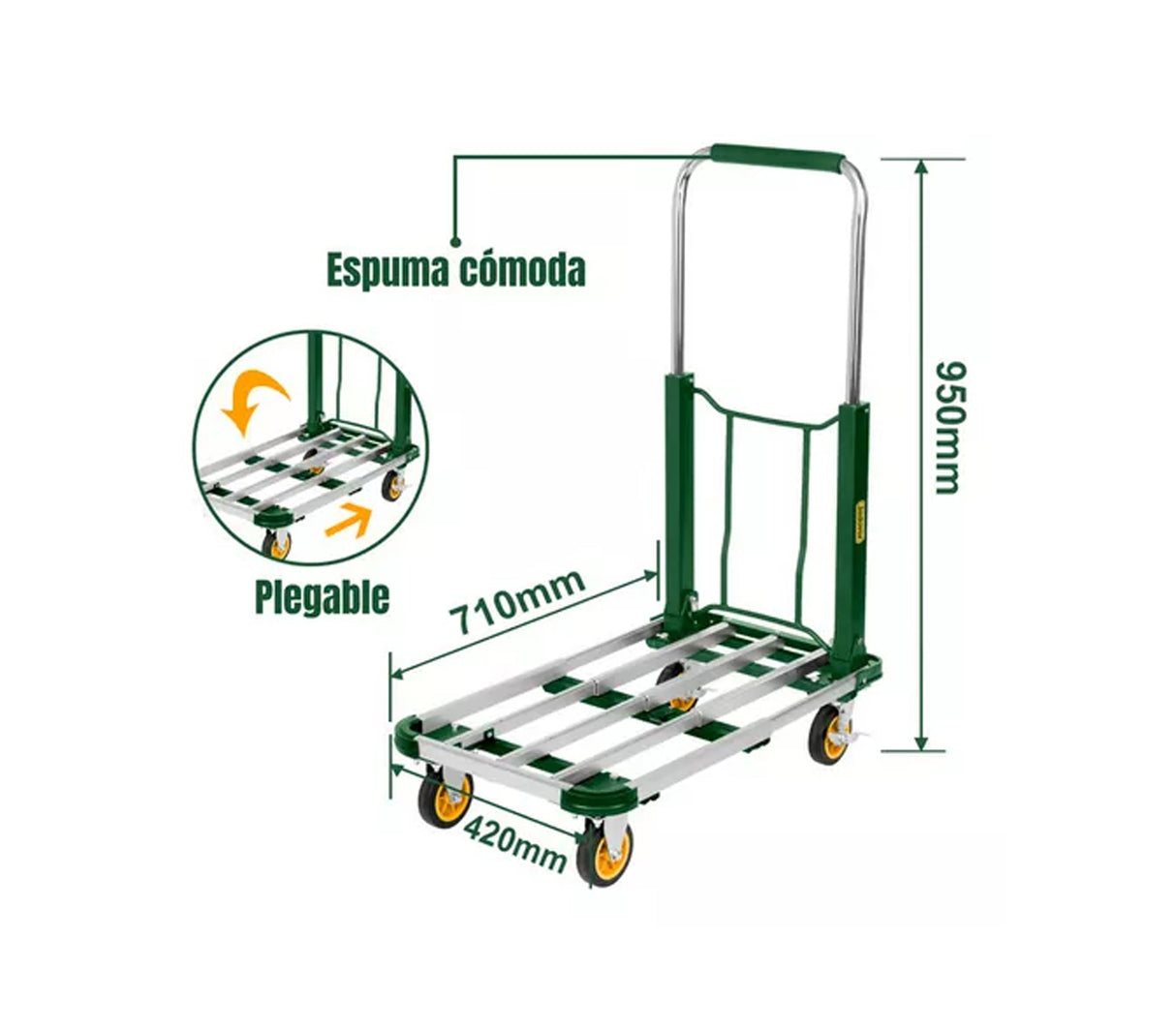 Carreta plataforma foldable hierro 150KG Jadever