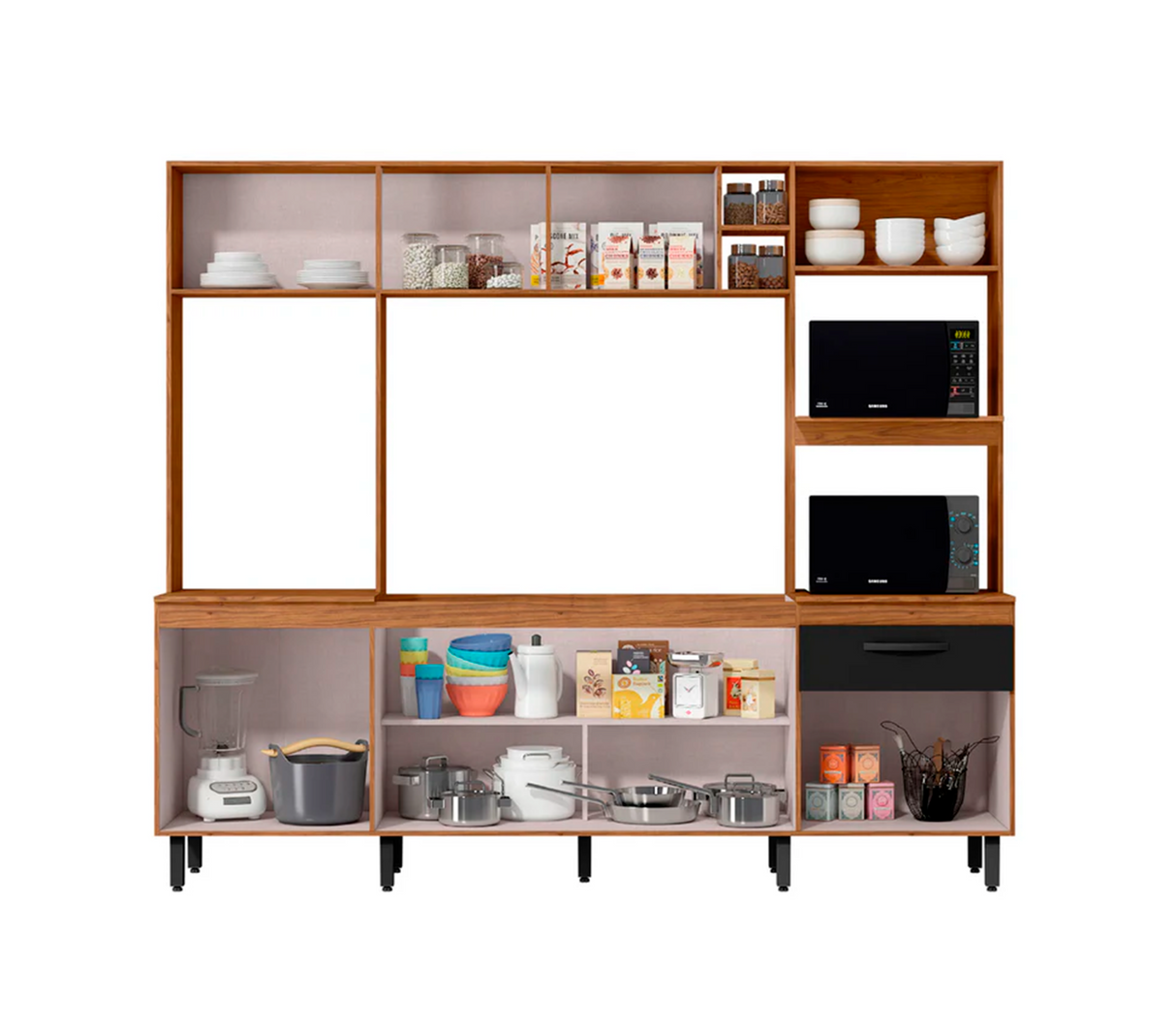 Mueble de Cocina Compacta Zoe Freijo/Nero Mx Moveis