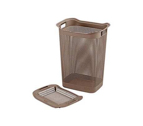 Cesta d/ropa rectang. Linum con tapa 50 lts taupe Rimax