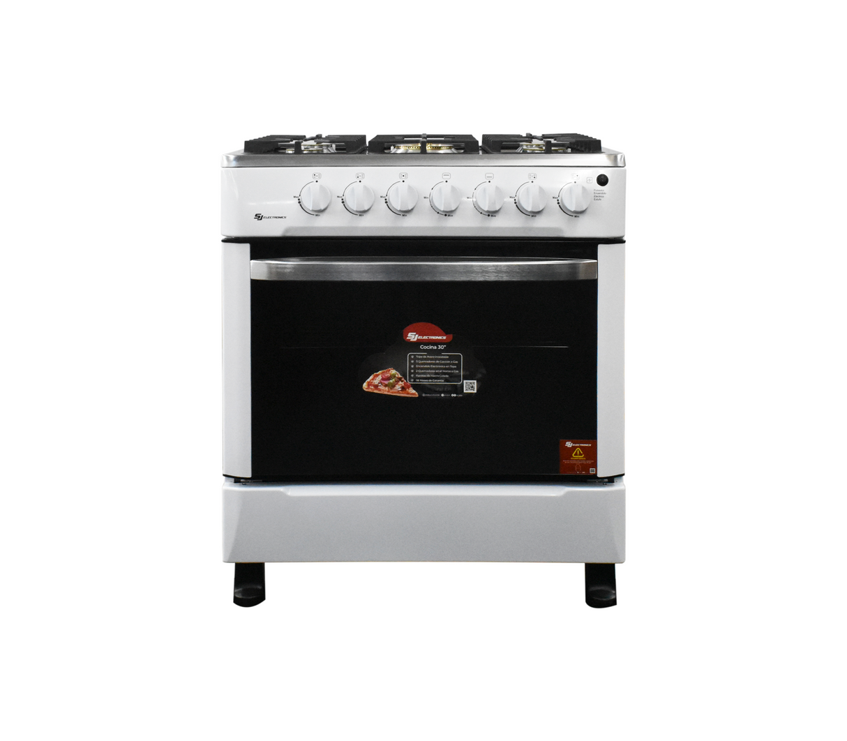 Cocina a gas 30" de piso 5 hornillas horno blanca SJ-30B5H Sj Electronics