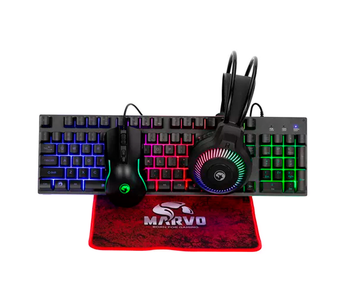 Combo gaming teclado + mouse adífono RGB USB 7.1 Marvo