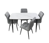 Comedor palermo rectangular t/mármol blanco 4 sillas gris Dj Muebles