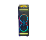 Corneta recargable 10"x2 Subwoofer karaoke/LED/Amplif con control 80W Sankey