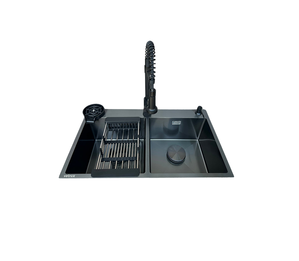 Fregadero Flusso 78 Dual 2 tinas + accesorios acero inox Vetrux