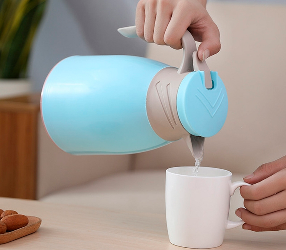 Jarra de café térmico 1 litro azul claro Vacuum Flask