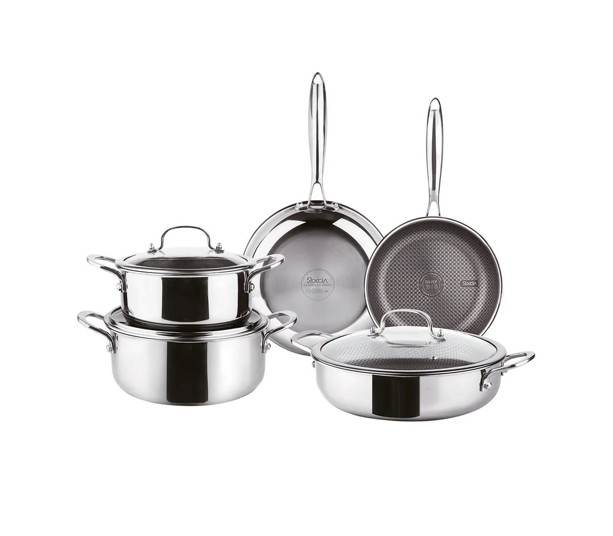 Juego de ollas 8 piezas Modelo Dilusso acero Roccia
