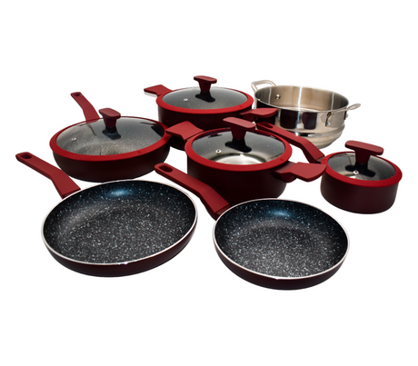 Juego de ollas 11 piezas aluminio Supra vinotinto Mageflon