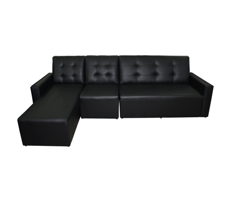 Juego de recibo canape bipiel 1 y 2 puestos + chaiselongue negro Nohemi