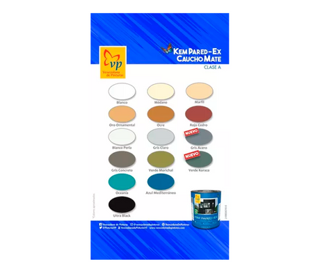 Pintura Kem Pared Cuñete (2 Galones) Exterior Caucho Mate Clase A Vp