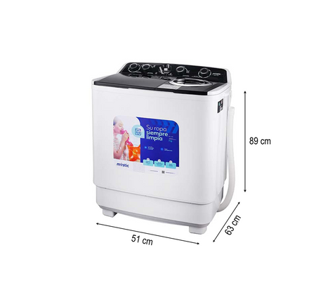 Lavadora semiautomática sin bomba doble tina 7kg Mystic