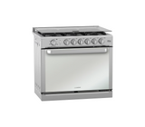 Cocina a gas Para Empotrar 6h 80cm (30") acero inox c/tapa de vidrio y tapa de horno tipo espejo Mabe