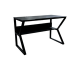 Mesa de computadora en base de metal c/tope en melamina negro Powerfik