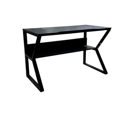 Mesa de computadora en base de metal c/tope en melamina negro Powerfik