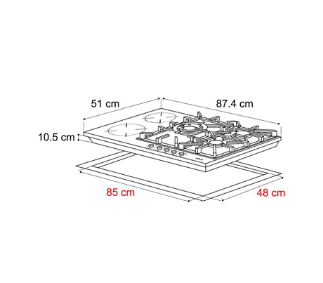 Tope de cocina dual Sicilia 90 5h 110v 87.4x51x10.5cm negro Drija