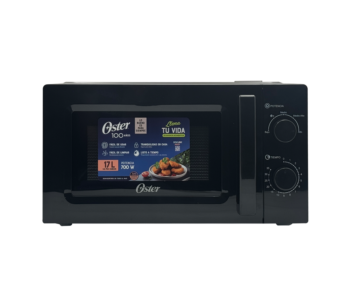 Microondas perilla 17 litros negro Oster