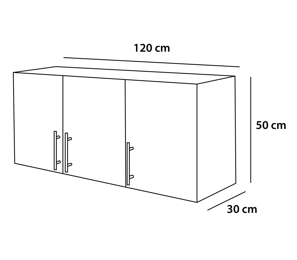 Mueble aereo de cocina 3 puertas blanco/negro Powerfik