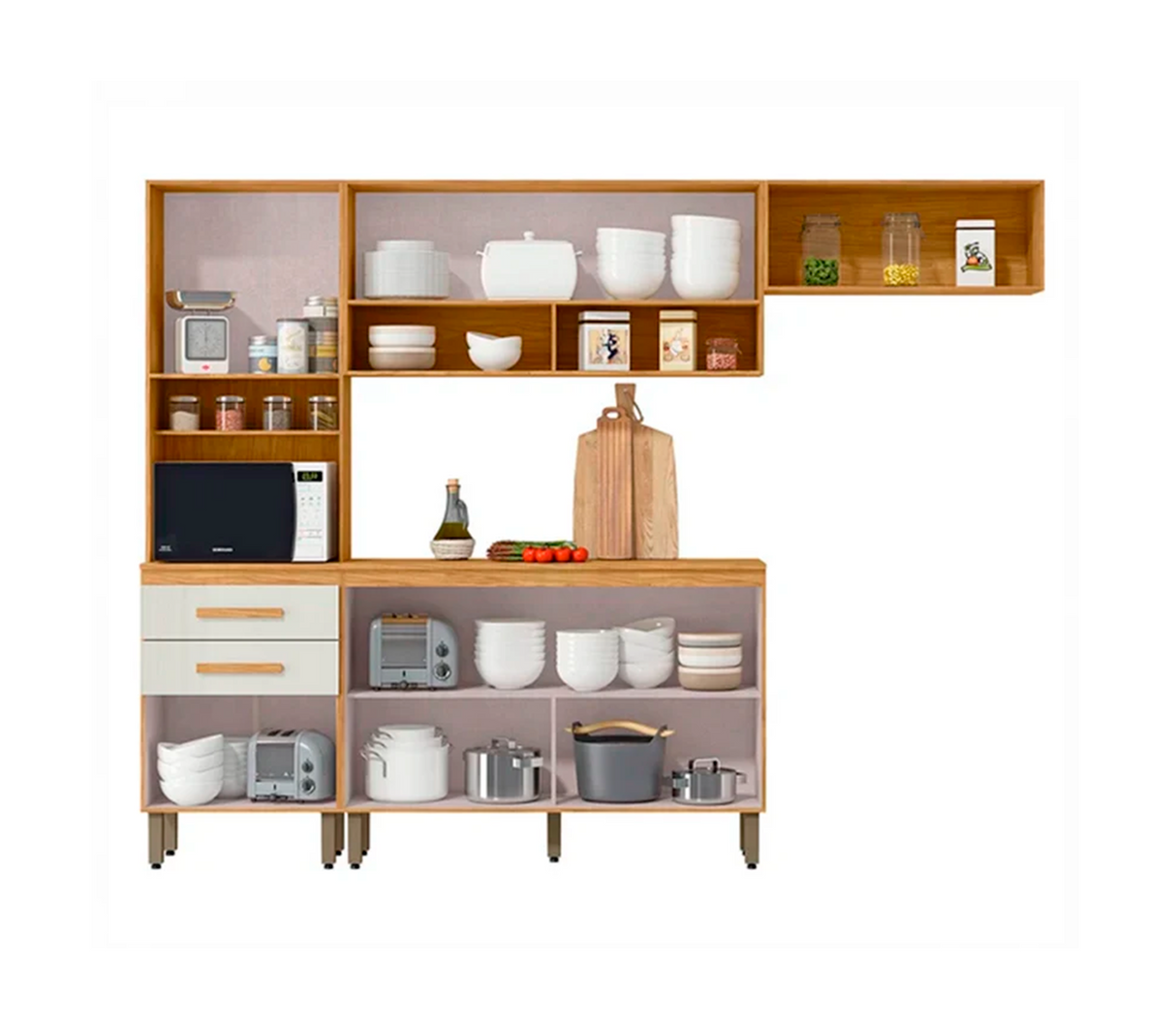 Mueble de Cocina Compacta Sara Marrocos/Off White Mx Moveis