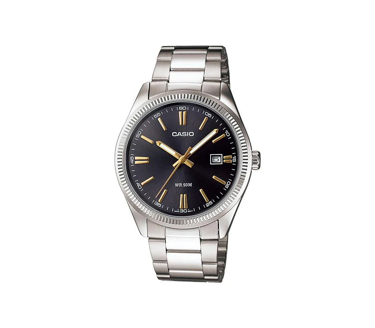 Reloj analógico casual para caballero plateado/negro/dorado Casio