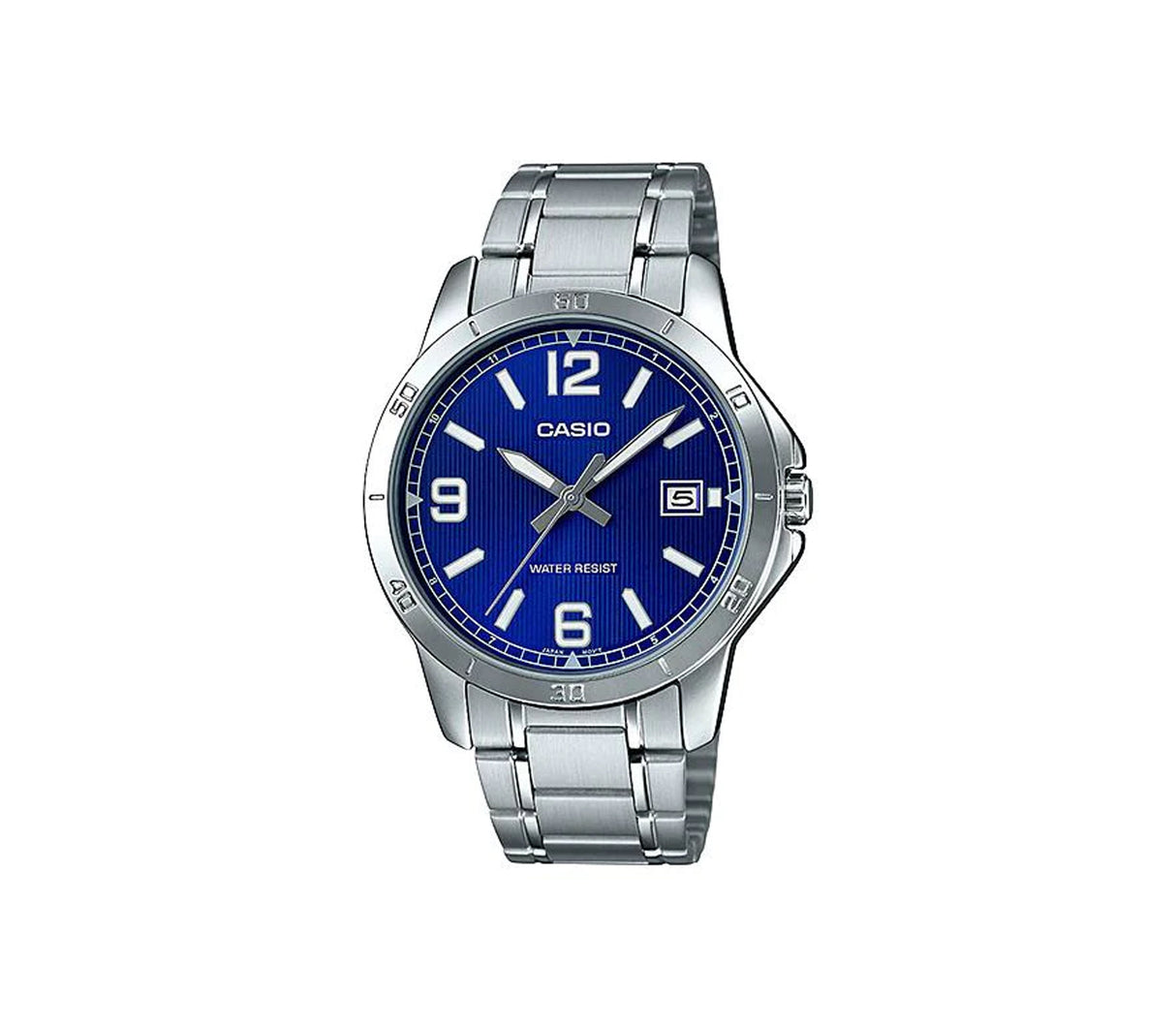 Reloj análogo de caballero plateado/azul Casio