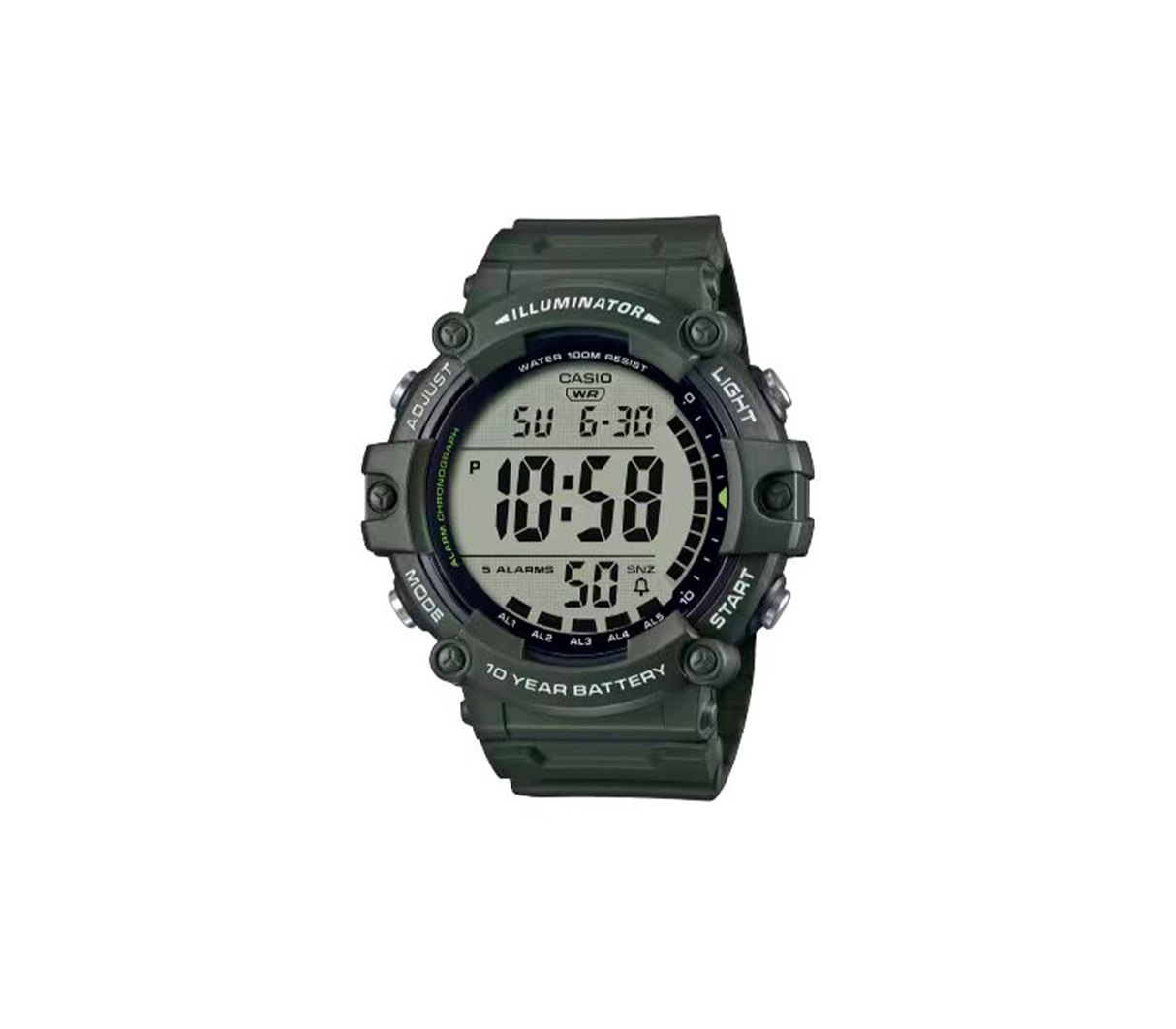 Reloj digital illuminator para caballero verde Casio