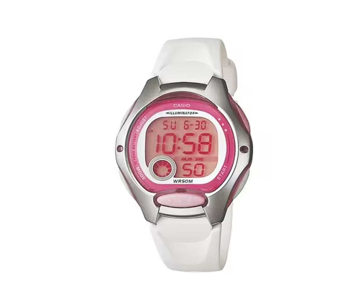 Reloj digital para niños correa de resina blanco/rosado Casio