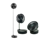 Ventilador recargable 8" con pedestal plegable negro Roccia