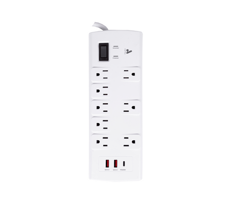 Regleta 8 tomas sobretensión 2 usb/ 1 usb-c blanco Astra