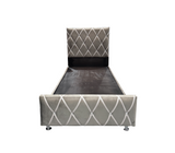 Box Spring Individual C/Copete Decorativo Tela Gamuza Fabricadora Man