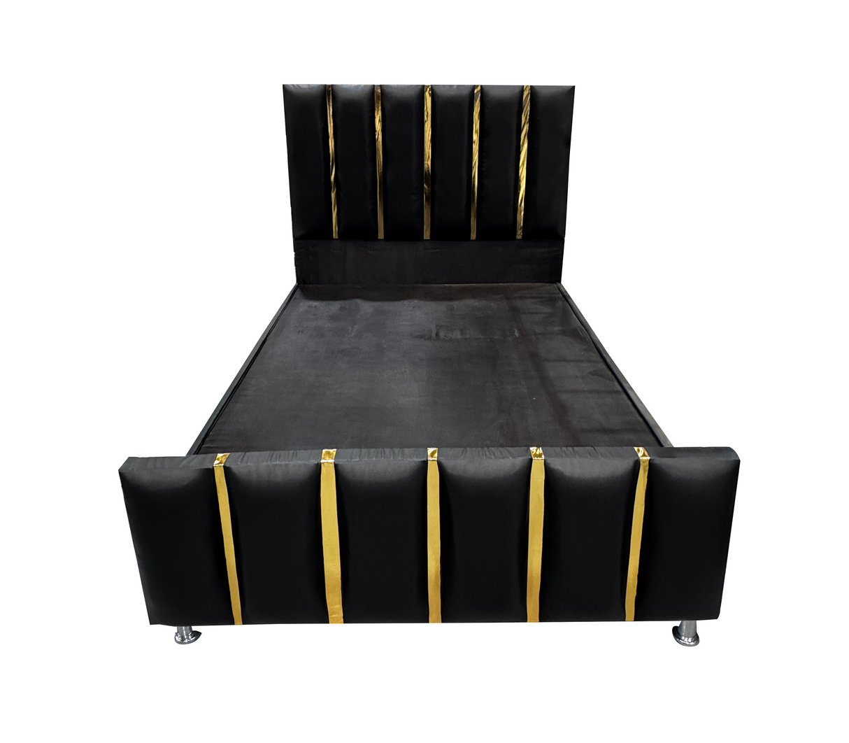 BOX SPRING MATRIMONIAL C/COPETE VENIL BIPIEL NGR/DORADO FABRICADORA MAN