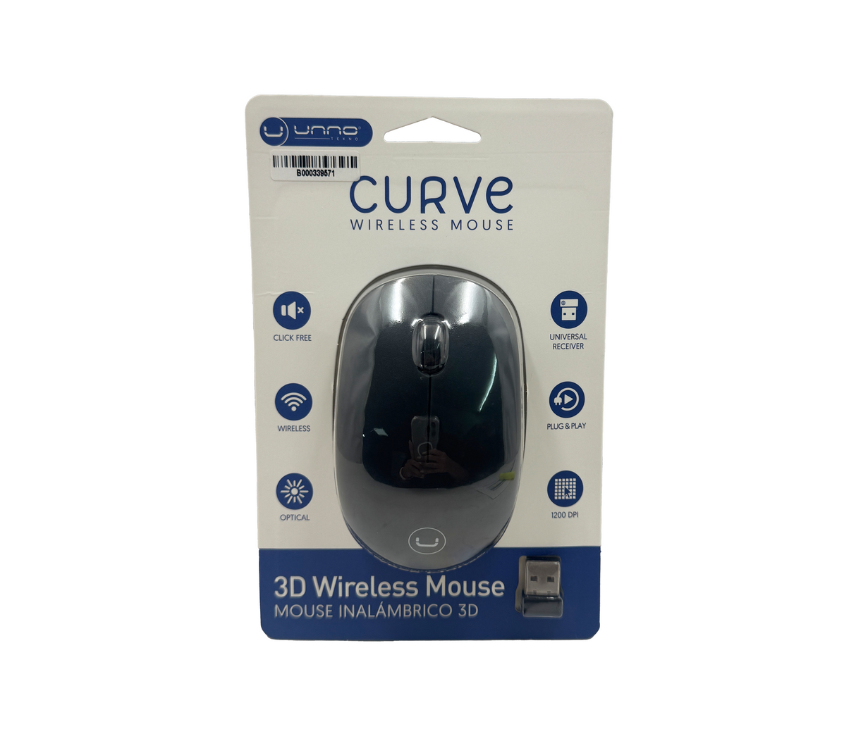 Mouse curves inalámbrico óptico Unno Tekno